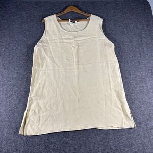 What's Up Coastal Butter Yellow Linen Sleeveless Tank Tunic Top Womens Size M